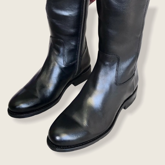 $438 Frye Jayden Button Black Tall Knee High Real Leather Vintage Riding Boot - Picture 11 of 16